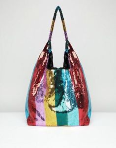 ASOS DESIGN sequin stripe shopper bag Sequin Bags, Bright Outfit, Colourful Fashion, Colour Fashion, Colorful Clothing, Summer Fashion Inspiration, 2022 Fashion Trends, Trend 2023