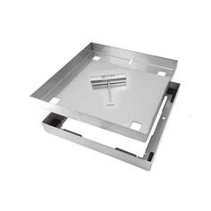 a metal tray with a cross on it