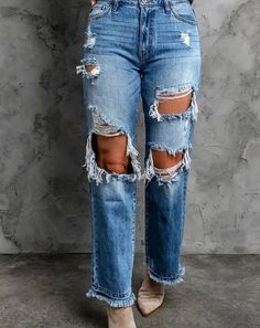 Boyfriend Fit Distressed Cropped Jeans – Chase the Butterflies Blue Boyfriend Jeans, Distressed Boyfriend Jeans, High Rise Mom Jeans, Boyfriend Style, Slim Straight Jeans, American Eagle Jeans, Boyfriend Fit, Denim Outfit, Vintage Wear