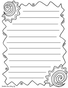 a blank paper with an image of a sunflower and swirls on the border