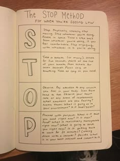 stop method Vie Motivation, Bullet Journal Inspo, Self Care Activities, Bullet Journal Ideas Pages, Coping Skills, Bullet Journal Inspiration, Journal Writing, Self Improvement Tips