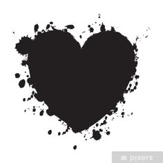 a black heart painted with paint splatters