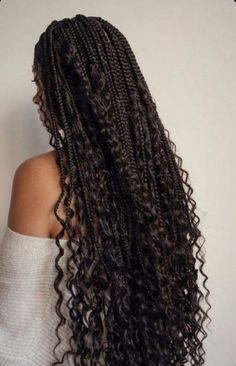 Croshade Hair Styles, Goddess Braids Box Braids, Long Wavy Extensions, Cute Summer Hairstyles For Long Hair Braids, Briadsmaid Hair Hairstyles Black Women, Cute Summer Braids Black Hair, Prom Hair Black Women Braids, Curly Black Braids, Box Braids Prom Hairstyles