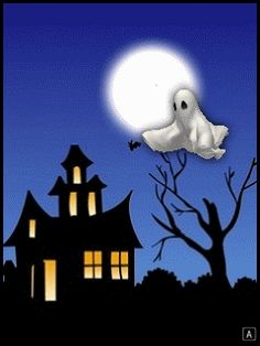 a ghost flying over a house at night