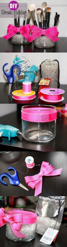 Diy makeup organization ideas 2014 Diy Makeup Storage Organizers, Makeup Room Diy, Diy Brush Holder, Diy Makeup Organizer, Diy Organizers, Diy Makeup Brush Holder, Makeup Vanity Storage, Diy Makeup Brush