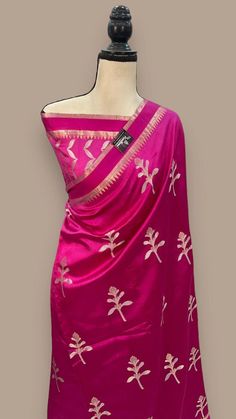 Pure Katan Silk Banarasi Handloom Saree - All over sona roopa motifs Pink Tussar Silk Unstitched Suit With Zari Work, Pink Handloom Dola Silk Pre-draped Saree, Pink Tussar Silk Kurta With Traditional Drape, Festive Pink Tussar Silk Unstitched Suit, Traditional Drape Pink Tussar Silk Kurta, Pink Katan Silk Unstitched Suit For Diwali, Pink Banarasi Silk Kurta With Cutdana Detailing, Pink Banarasi Silk Kurta With Cutdana, Pink Tussar Silk Unstitched Suit With Traditional Drape