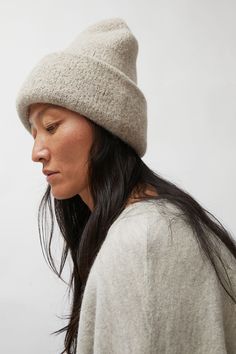 Lauren Manoogian Carpenter Hat in Dust Classic Soft Knit Hat For Everyday, Warm Curved Brim Beanie For Fall, Cozy Wool Beanie Hat, Warm Wool Hats For Everyday, Cozy Soft Knit Beanie For Everyday, Everyday Warm Wool Hats, Knitted Alpaca Hat For Fall, Cozy Merino Wool Hats For Fall, Warm Wool Beanie For Everyday Use