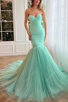 Extra Heels, Teuta Matoshi, Green Tulle, Green Mermaid, Floor Length Prom Dresses, Sweetheart Prom Dress, Prom Dresses Sleeveless, Evening Dress Fashion, Tulle Prom Dress