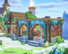 Colorful Minecraft Builds, Ideas De Casa, Minecraft Market, Minecraft Shops, Minecraft Structures, Minecraft Farm, Minecraft Cottage, Minecraft Medieval