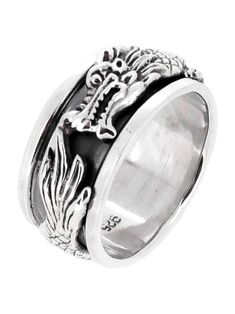 PRICES MAY VARY. MENS 10MM Wide 925 Sterling Silver Spinner/Spinning/Spin Band Ring Meditation Stress Relief Ring - Available in Sizes: 8, 9, 10, 10.5, 11, 12 and 13 MATERIAL: It made from 925 Sterling silver, finished in high polish, Dragon ring design. DIMENSIONS: Band Width: 10mm. Average Weight approx. 9.2Grams; 925 Sterling Silver stamped. Available in different sizes: P R T U W Y Z Please refer to the ring size chart to select your correct ring size. Simple and classic this silver spinner Jewelry Mens, Dragon Ring, Silver Spinner Rings, Average Weight, Perfect Gift For Him, Spinner Rings, Jewelry Gift Box, Gifts For Husband, Solid 925 Sterling Silver