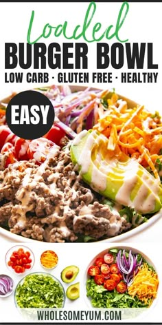 Burger In A Bowl Burger In A Bowl Keto, Burger Power Bowl, Cheese Burger In A Bowl, Quinoa Burger Bowl, Keto Burger Bowls, Keto Hamburger Bowls, Low Cal Burger Bowl, Healthy Hamburger Bowl Recipes, Cheeseburger Bowls Low Carb