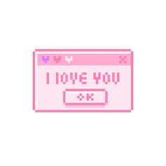 a pink computer screen with the words i love you on it and an arrow in the middle