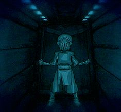 a cartoon character standing in a dark tunnel