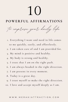 the ten powerful affirmations for women