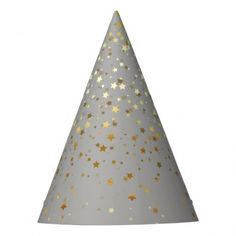 a party hat with gold stars on it