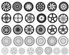 various types of wheels and spokes on white background stock photo - budget conscious clipart