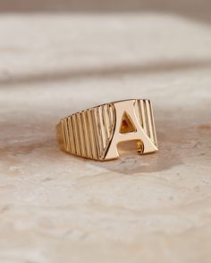 Our new personalized ring is here- Meet the Luv Aj Fine Initial Ridged Ring. Available in Sterling Silver or 14K Gold, this classic piece is perfect to customize for yourself or a gift for a friend. xx B Initial, Font Vintage, A Gift For A Friend, Luv Aj, Letter Ring, Personalized Ring, Gift For A Friend, Initial Ring, Personalized Rings