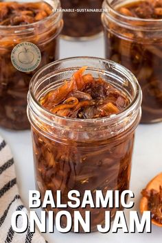 balsamic onion jam in a glass jar