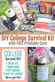 college survival kit with free printable cards