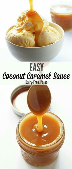 easy coconut caramel sauce in a glass jar