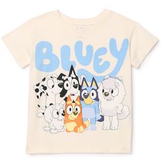 Introducing This Cute And Comfortable Short Sleeve Crewneck T-Shirt Featuring The Beloved Character Bluey And Friends. Perfect For Toddler Boys And Girls Alike, This Cream-Colored Shirt Is Made For Everyday Wear And Play. The Design Showcases Bluey And Friends In Vibrant Colors, Adding A Fun Touch To Any Outfit. Crafted With High-Quality Materials, This T-Shirt Ensures Durability And Comfort. Its Short Sleeves And Crewneck Design Make It Easy To Wear, While The Cream Color Complements Any Style. Playful Blue T-shirt For Playtime, Cute Blue T-shirt With Cartoon Print, Playful Blue Top With Letter Print, Playful Light Blue Cartoon Print T-shirt, Playful Light Blue T-shirt With Cartoon Print, Playful Blue Tops With Character Print, Cute Light Blue Tops With Character Print, Bluey Friends, Crewneck Design