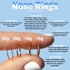 a finger with three rings attached to it's thumb and the text nose rings below