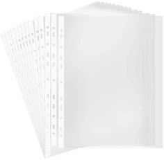 white folders stacked on top of each other with holes in the front and bottom