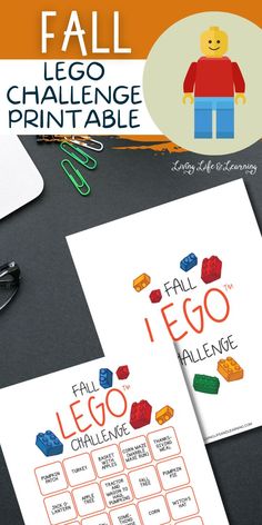 an image of lego printables with the text fall lego challenge written on them