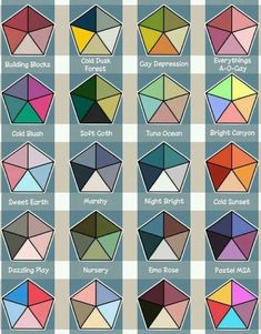 the color chart for different shapes and sizes