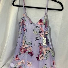 Inc Floral-Print Lace Chemise Nightgown Size: Xs Color: Lavender Lily Age Group: Adult 100% Polyester Lace: 100% Nylon Feminine V-neck Sleepwear For Sleepover, Feminine V-neck Summer Sleepwear, Summer V-neck Sleep Slip, Summer V-neck Slip For Sleep, Summer Sleeveless Sleep Slip, Sleeveless Summer Sleep Slip, Sleeveless Summer Slip For Sleep, V-neck Slip Dress For Spring Sleepover, Purple V-neck Sleepwear For Bedtime