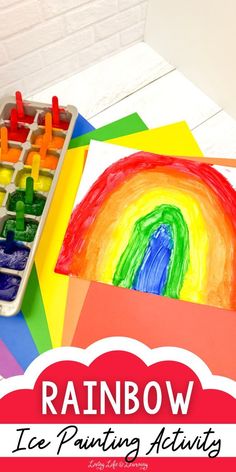 This Rainbow Ice Painting Activity is perfect for your homeschool 
​activities, where kids can paint with colorful ice and create vibrant 
​art. It’s a simple setup ideal for summer days that starts creativity 
​and makes homeschool lessons about colors fun and exciting!