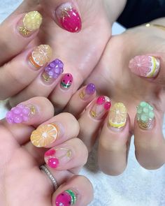 Fruit Nail, Fruit Designs, Really Cute Nails, Kawaii Nails, Cute Nail Art, Dream Nails, Fire Nails, Cute Nail Designs, Funky Nails