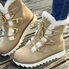 Women's Plush-Lined Boots, Lace-Up Outdoor Non-Slip Boots In Solid Colors Cozy Winter Cute Boots Also In Pink! Sizes Available: 6.5 - 7 - 7.5 - 8 - 9 I Have A Chart Listed On All The Sizes Up Above. Example, If You’re A Size 7 1/2 You Would Choose Size 39. These Boots Are True To Size. If You Like Having A Little Extra Room For 2 Pairs Of Socks, Go Up A Half Size. If You Have Any Questions At All, Do Message Me I Want To Make Sure You Choose The Right Size. Soft, Plush Lined Platform Soles, Ridg Womens Winter Boots, Travel Boots, Cozy Boots, Warm Snow Boots, Orthopedic Shoes, Winter Ankle Boots, Shoes Boots Ankle, Womens Winter, Rounded Toe Boots