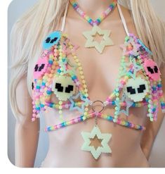 Kandi Creations, Festival Fits, Festival Outfits Rave, Perler Ideas, Outfits Rave, Party Clothes, Bunny Girl, Perler Bead Patterns, Maxis Match