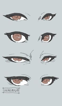 the eyes and eyebrows of an anime character are shown in this drawing lesson, which shows how