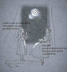 a drawing of two people standing in front of a window looking at the stars and moon