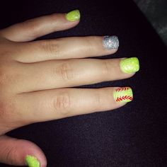 Softball nails ♡ Nike Nails, Ball Nails, Softball Party