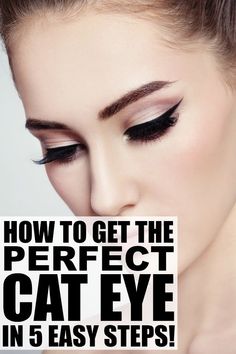 The cat eye flick is an iconic beauty look that has garnered the attention of leading ladies from Cleopatra to Twiggy to Lauren Conrad. This flirty little liner trick isn’t the easiest to pull off, but it’s one that every girl should have in her makeup repertoire. However you want to rock it, read on to learn how to get the perfect cat eye in five easy steps! 50s Makeup, Perfect Cat Eye, Iconic Beauty, Cat Eye Makeup, Her Makeup, Updos For Medium Length Hair, Eyes Problems, Beauty Tips For Skin, Braided Hair