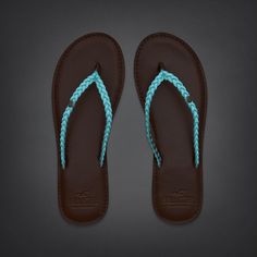 Bettys So Cal Color Flip Flops | Bettys Flip Flops | HollisterCo.com Hollister Style, Woven Leather Sandals, Woven Shoes, Braided Sandals, Turquoise Leather, Cute Sandals, Genuine Leather Shoes, Lps