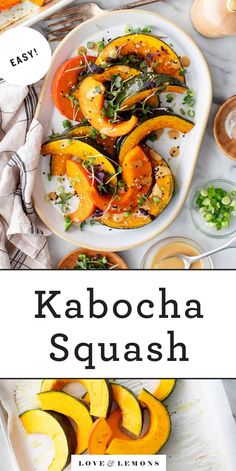 kabocha squash on a plate with the title above it