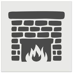 a fireplace with fire and flames on the side, in black and white colors illustration