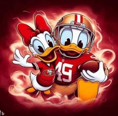 a cartoon character with a football helmet on and a duck in the middle of it