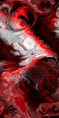 an abstract red and black background with white swirls on it's surface,