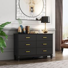 a living room scene with focus on the dresser