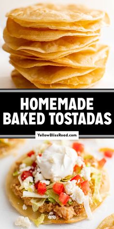 homemade baked tostadas with text overlay