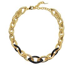 Add a bold touch of sparkle and glamour to your look with this enamel link necklace. From Adriana Pappas Designs LLC. Link Necklace, Gold Tones, Jewelry Necklaces, Sparkle, Design