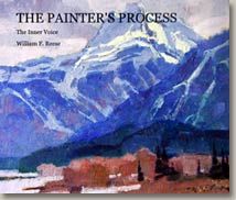 the painting process book cover with mountains in the background