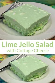 Collage of Lime Jello Salad with Cottage Cheese on a plate Lime Green Jello Salad Cottage Cheese, Lime Jello Salad With Cottage Cheese, Congealed Salad Recipes Simple, Lemon Lime Jello Salad, Beef Srew, Jello Salad With Cottage Cheese, Jello Salad With Cream Cheese