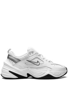 "Find NIKE M2k Tekno \"\"/cool Grey/black\"\" Sneakers on Editorialist. white leather signature Swoosh logo detail round toe front lace-up fastening pull-tab at the heel branded insole rubber sole These styles are supplied by a premium sneaker marketplace. Stocking only the most sought-after footwear, they source and curate some of the most hard to find sneakers from around the world." Nike Old School Sneakers, Nike Sneakers White, Nike Womens Sneakers, Shoes Sneakers Black, Nike Sports Shoes, Yk2 Shoes, Best Nike Shoes, Nike Sport Shoes, Cute White Sneakers