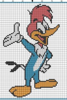 a cross stitch pattern with an image of donald the duck